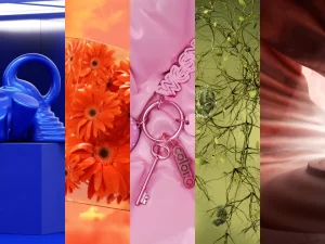 Colores clave PV27 según WGSN y Coloro para diseño de interiores