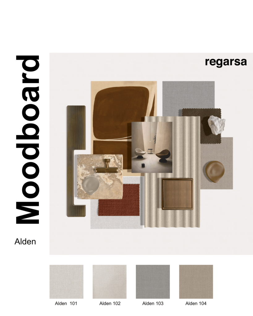 Revestimientos murales vinílicos para hoteles – moodboard colección Alden.